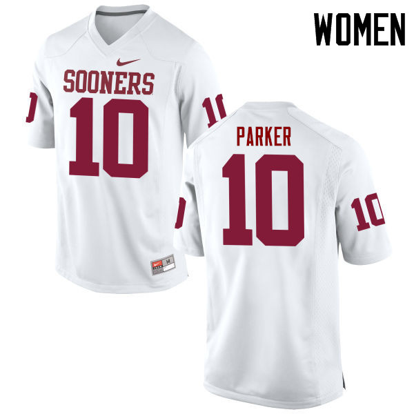 Women Oklahoma Sooners #10 Steven Parker College Football Jerseys Game-White - Click Image to Close